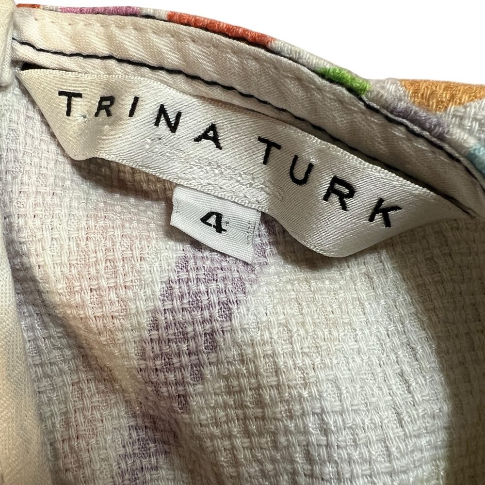 Trina Turk Multicolor Fan Print Sheath Dress Sleeveless Pockets Cotton Size 4 - Picture 2 of 16